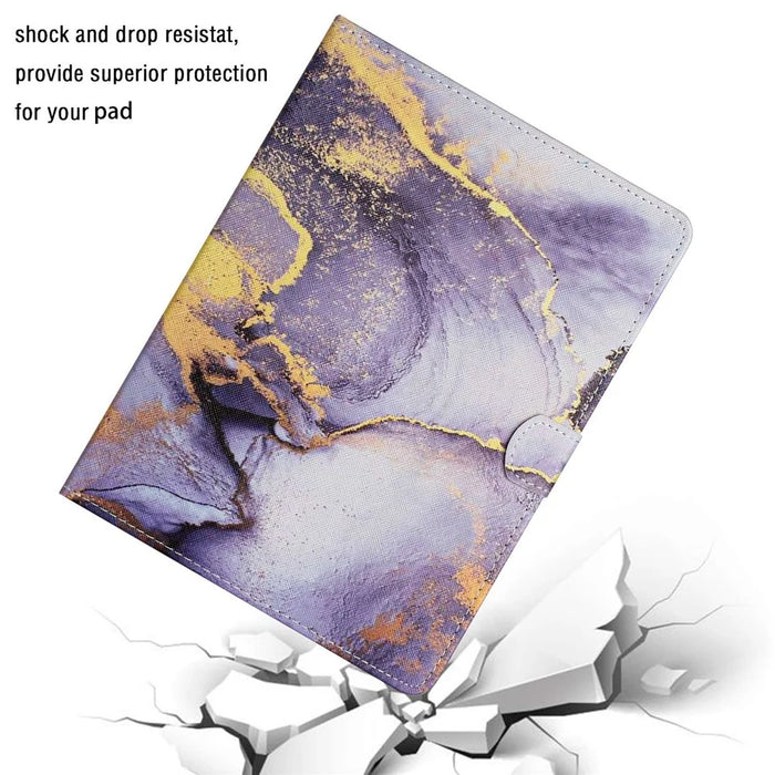 10-inch Tablet Universal PU Leather Case Stitching Marble Pattern Anti-scratch Protective Cover with Stand Card Holder - Purple Marble - 4
