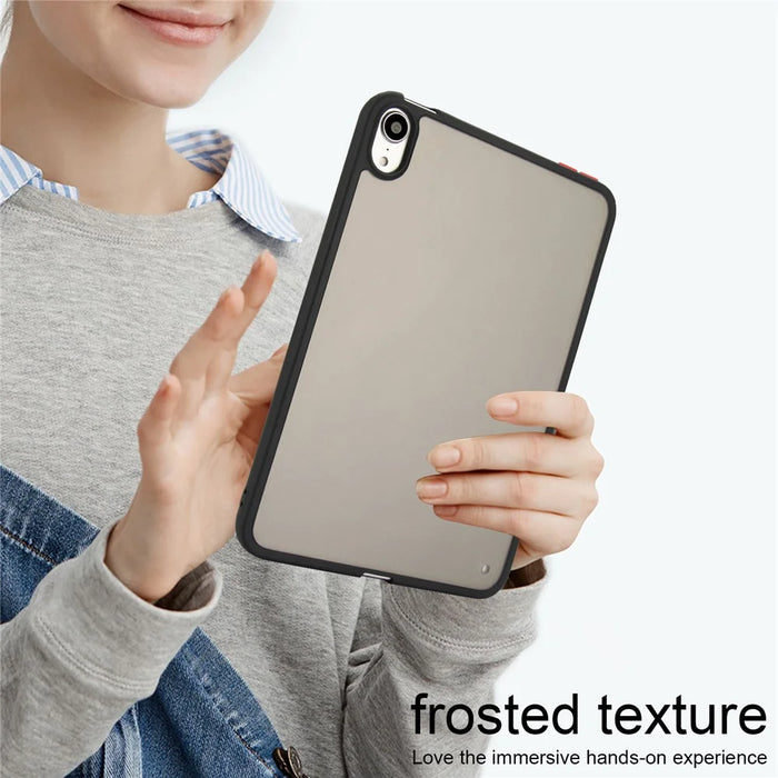 For iPad mini (2024)  /  (2021) Case Skin Touch Matte Acrylic TPU Shockproof Tablet Cover - Black - 4