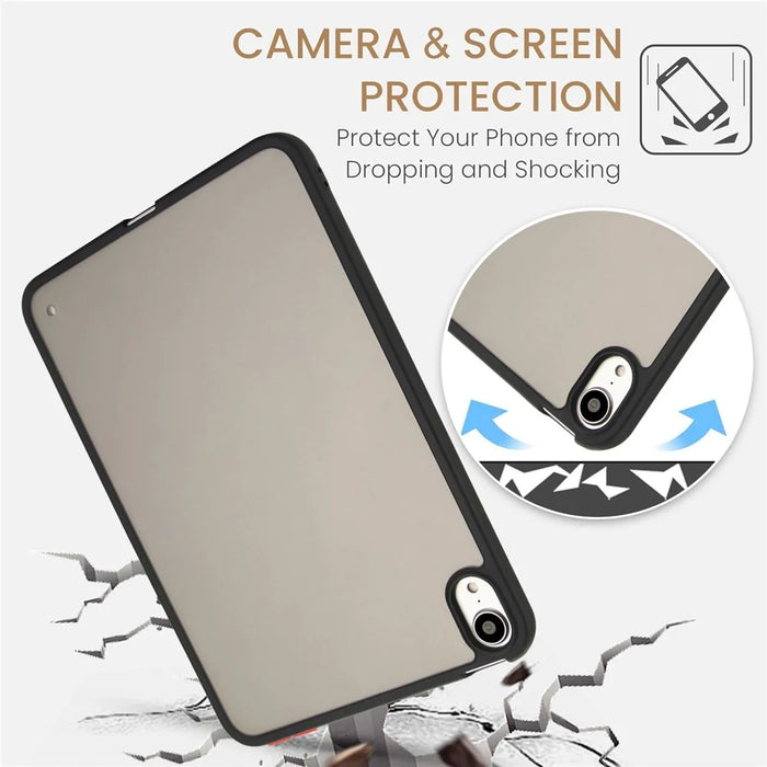 For iPad mini (2024)  /  (2021) Case Skin Touch Matte Acrylic TPU Shockproof Tablet Cover - Black - 6