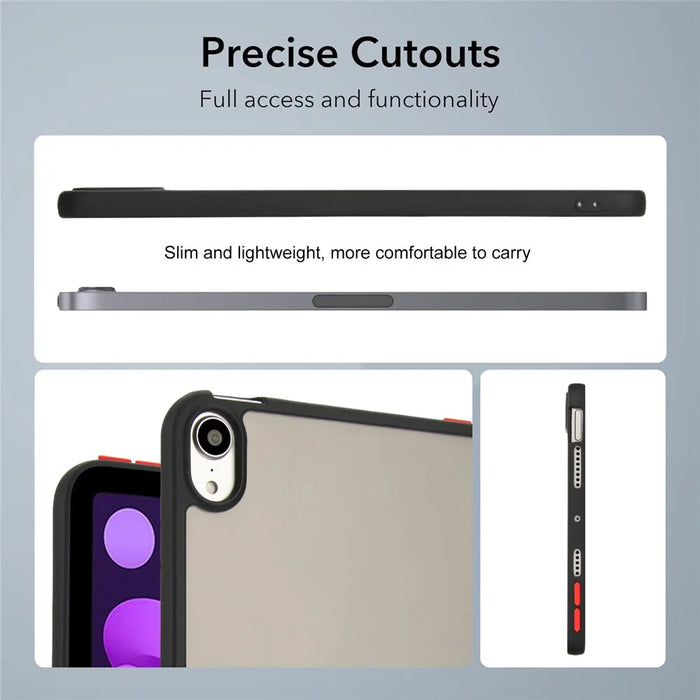 For iPad mini (2024)  /  (2021) Case Skin Touch Matte Acrylic TPU Shockproof Tablet Cover - Black - 7