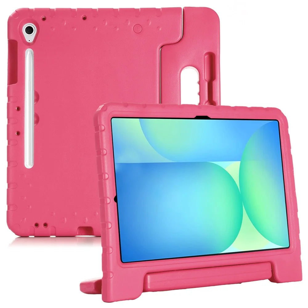 For Samsung Galaxy Tab S10 FE+ EVA Case Kids-Friendly Handle Tablet Cover with Kickstand - Rose - 1