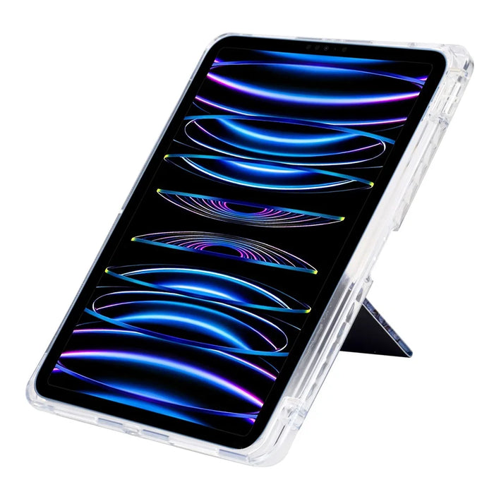Tablet Case For iPad Pro 12.9 (2022) / (2021) / (2020) / (2018) , Stand Pattern Print Leather + Clear Acrylic Cover with Pencil Holder - Phantom Wolf - 2
