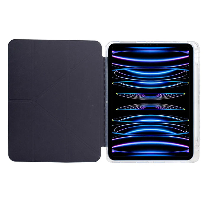 Tablet Case For iPad Pro 12.9 (2022) / (2021) / (2020) / (2018) , Stand Pattern Print Leather + Clear Acrylic Cover with Pencil Holder - Phantom Wolf - 3