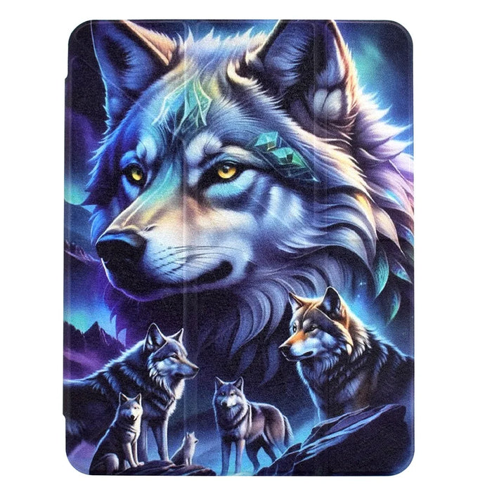 Tablet Case For iPad Pro 12.9 (2022) / (2021) / (2020) / (2018) , Stand Pattern Print Leather + Clear Acrylic Cover with Pencil Holder - Phantom Wolf - 6