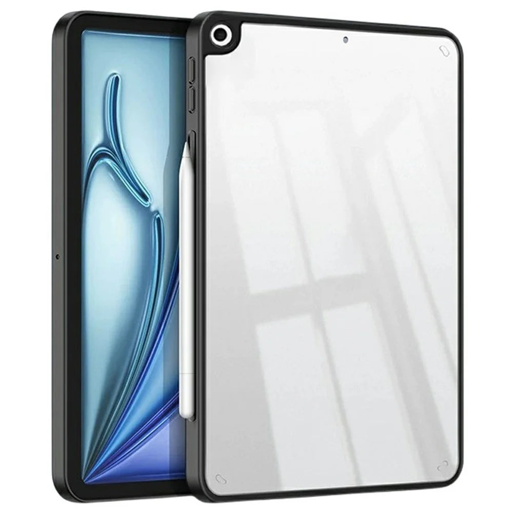 For iPad 10.2 (2021) / (2020) / (2019) Case TPU + Acrylic + PC Matte Shockproof Tablet Cover - Black - 1
