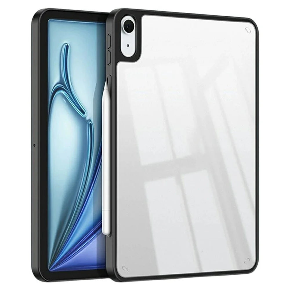 For iPad Air 11 (2026) / (2025) / (2024) / Air (2022) / (2020) Case TPU + Acrylic + PC Matte Shockproof Tablet Cover - Black - 1