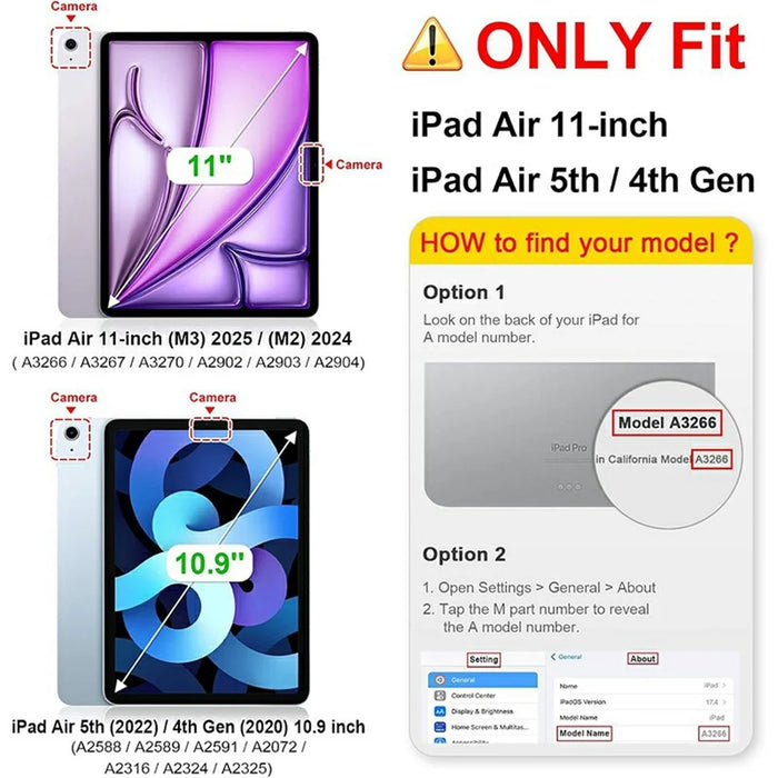 For iPad Air 11 (2026) / (2025) / (2024) / Air (2022) / (2020) Case TPU + Acrylic + PC Matte Shockproof Tablet Cover - Black - 5