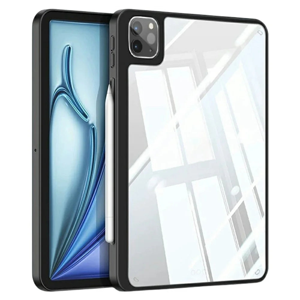 For iPad Pro 11 (2025) / 11 (2024) Case TPU + Acrylic + PC Matte Shockproof Tablet Cover - Black - 1
