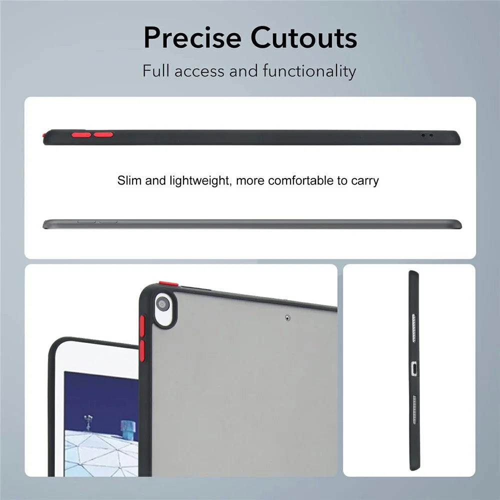 For iPad Air 10.5 inch (2019) Case Skin Touch Matte Acrylic TPU Shockproof Tablet Cover - Black - 3