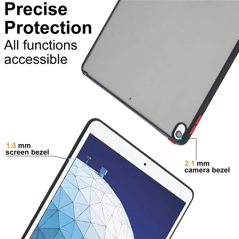 For iPad Air 10.5 inch (2019) Case Skin Touch Matte Acrylic TPU Shockproof Tablet Cover - Black - 4
