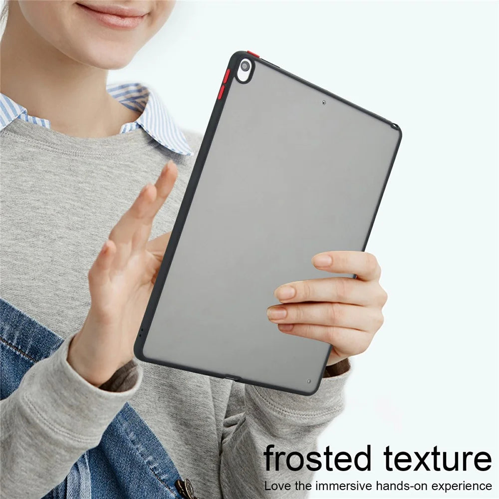 For iPad Air 10.5 inch (2019) Case Skin Touch Matte Acrylic TPU Shockproof Tablet Cover - Black - 5