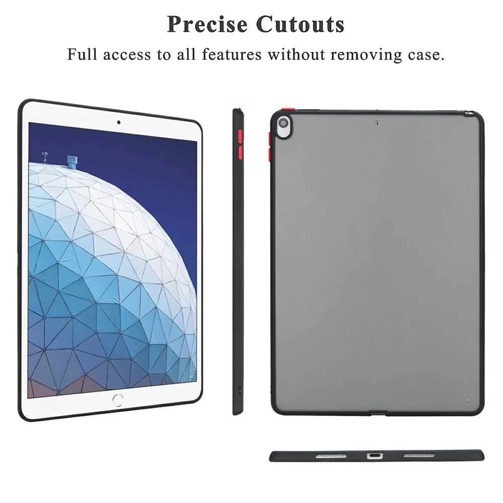 For iPad Air 10.5 inch (2019) Case Skin Touch Matte Acrylic TPU Shockproof Tablet Cover - Black - 6