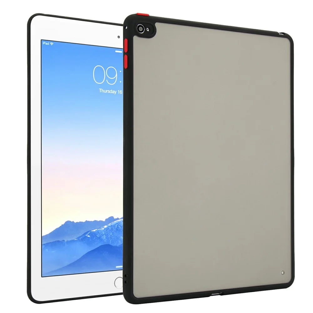 For iPad Air 2 Case Skin Touch Matte Acrylic TPU Shockproof Tablet Cover - Black - 1