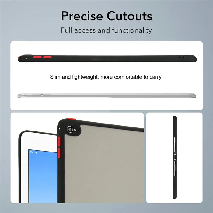For iPad Air 2 Case Skin Touch Matte Acrylic TPU Shockproof Tablet Cover - Black - 3