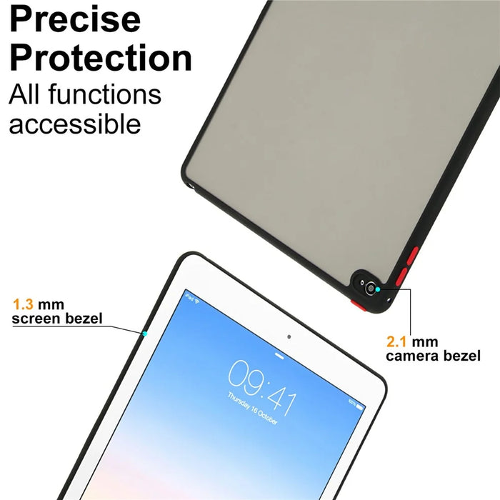 For iPad Air 2 Case Skin Touch Matte Acrylic TPU Shockproof Tablet Cover - Black - 4