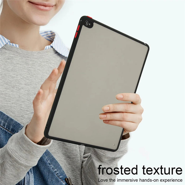 For iPad Air 2 Case Skin Touch Matte Acrylic TPU Shockproof Tablet Cover - Black - 5