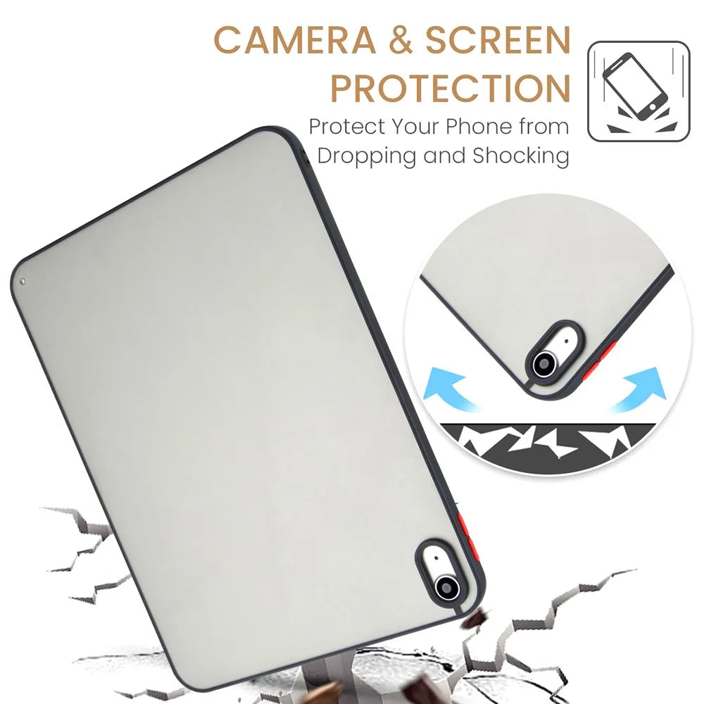 For iPad (2025)  /  10.9 (2022) Case Skin Touch Matte Acrylic TPU Shockproof Tablet Cover - Black - 2