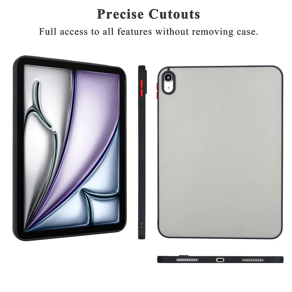 For iPad (2025)  /  10.9 (2022) Case Skin Touch Matte Acrylic TPU Shockproof Tablet Cover - Black - 4