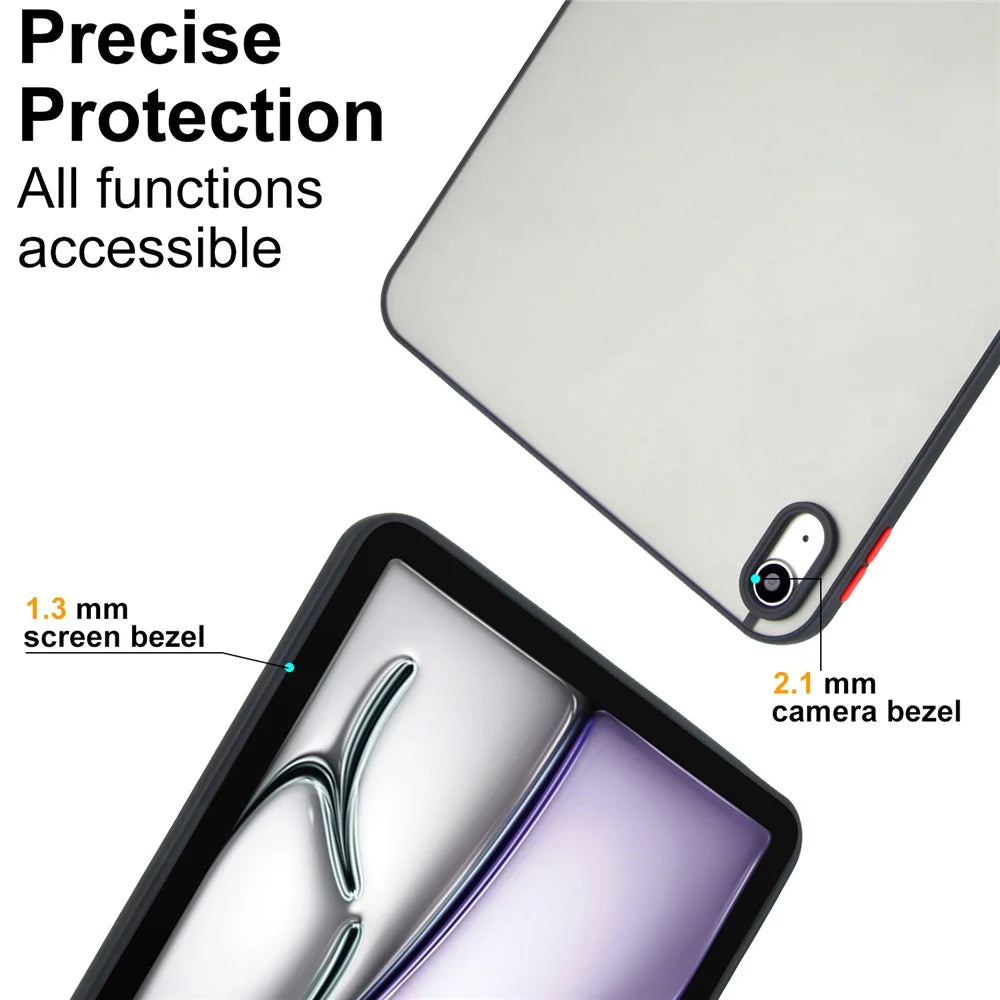 For iPad (2025)  /  10.9 (2022) Case Skin Touch Matte Acrylic TPU Shockproof Tablet Cover - Black - 5