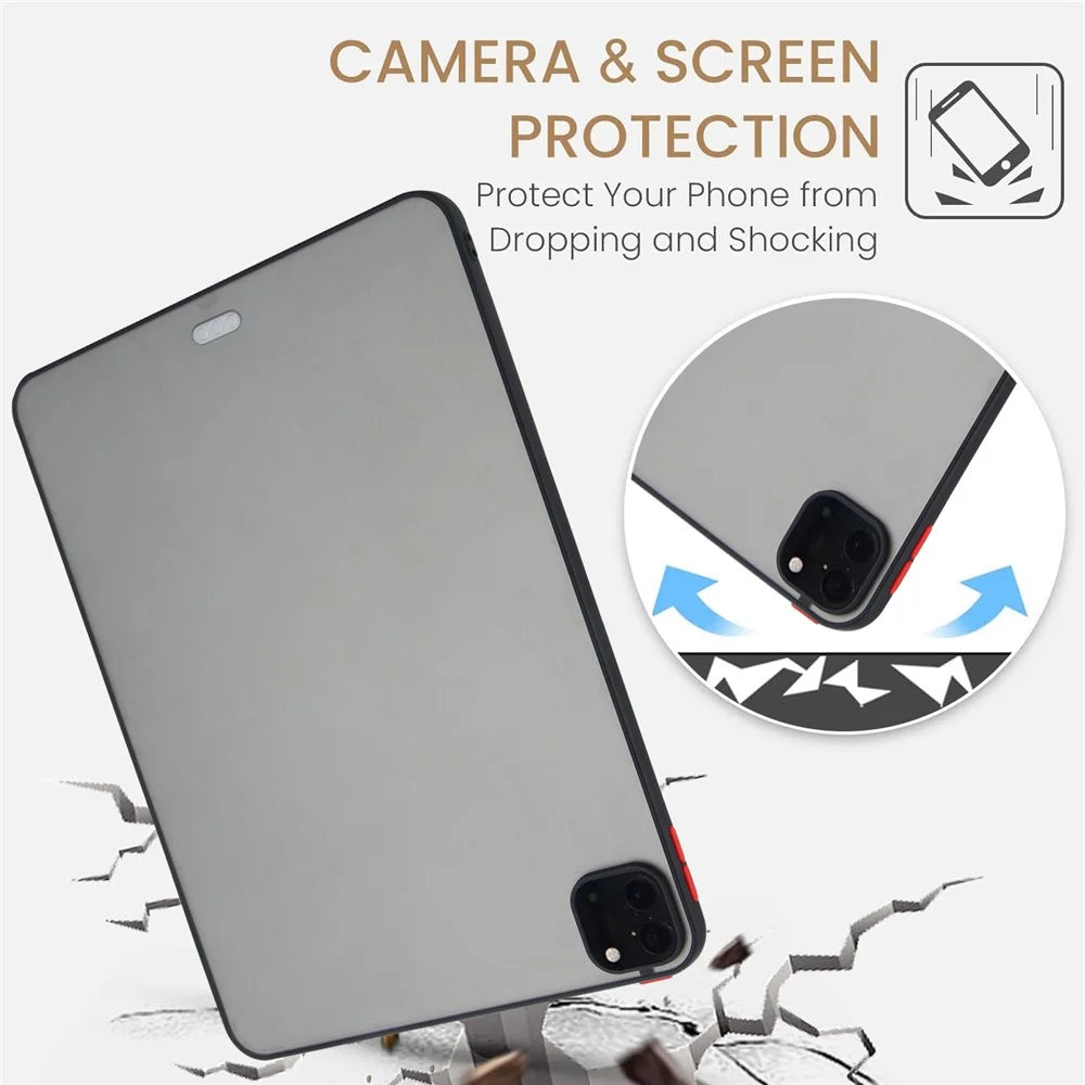 Tablet Case For iPad Pro 12.9 (2022)  /  (2021)  /  (2020)  /  (2018) Skin Touch Matte Acrylic TPU Shockproof Cover - Black - 2