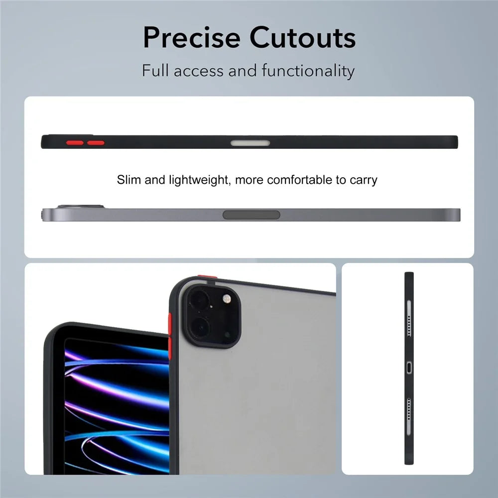 Tablet Case For iPad Pro 12.9 (2022)  /  (2021)  /  (2020)  /  (2018) Skin Touch Matte Acrylic TPU Shockproof Cover - Black - 3