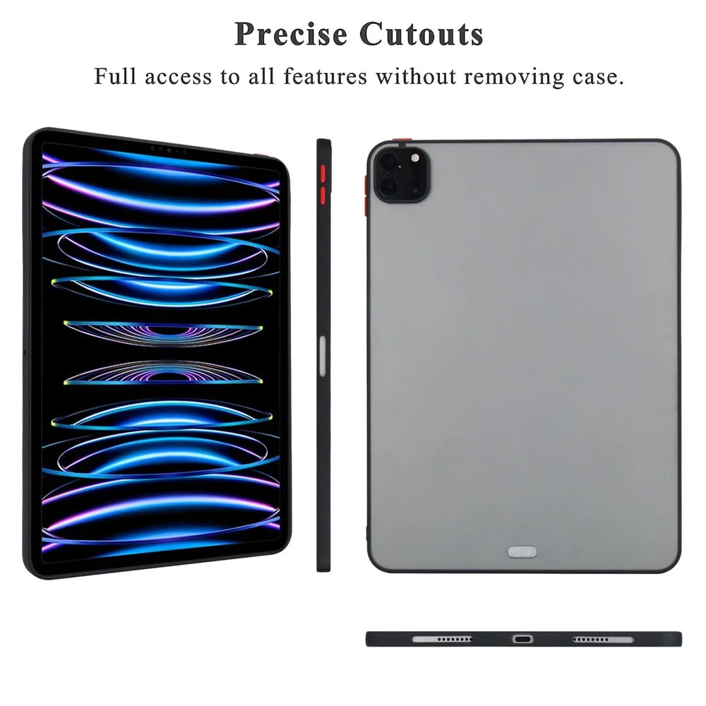 Tablet Case For iPad Pro 12.9 (2022)  /  (2021)  /  (2020)  /  (2018) Skin Touch Matte Acrylic TPU Shockproof Cover - Black - 4