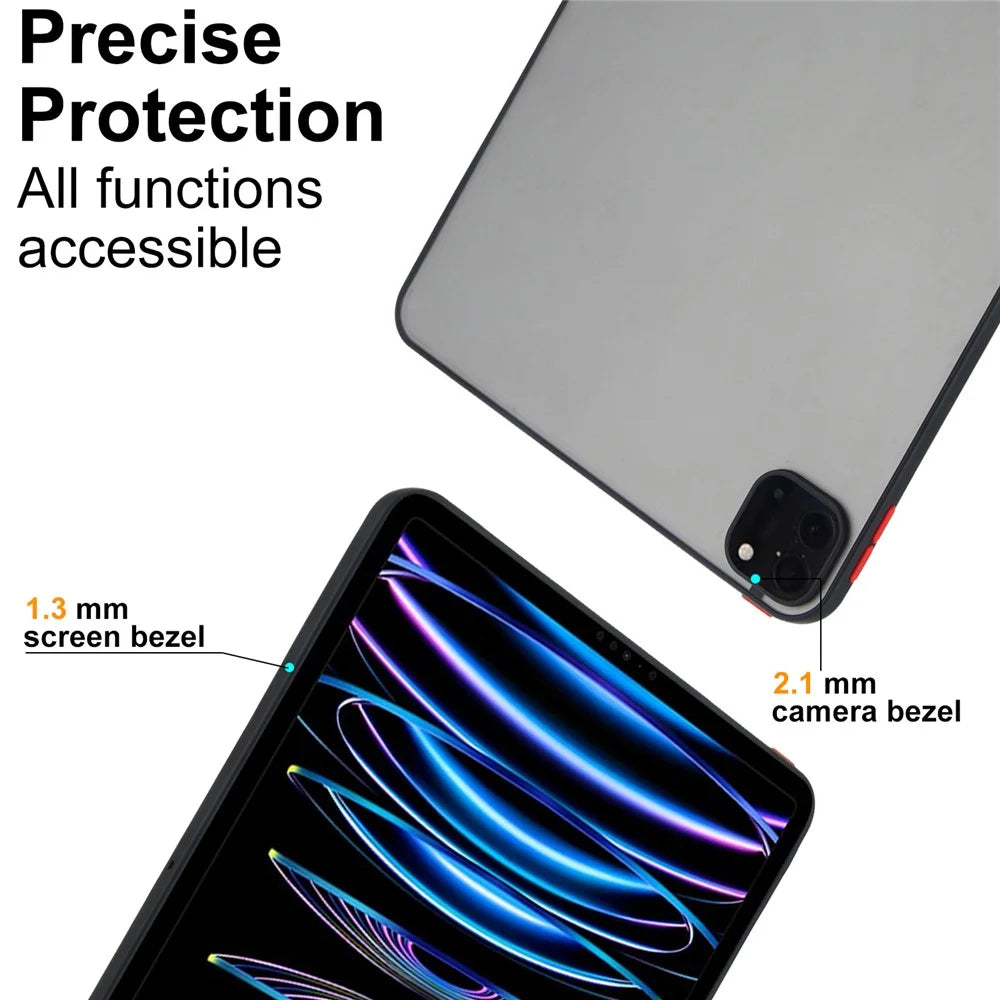 Tablet Case For iPad Pro 12.9 (2022)  /  (2021)  /  (2020)  /  (2018) Skin Touch Matte Acrylic TPU Shockproof Cover - Black - 5