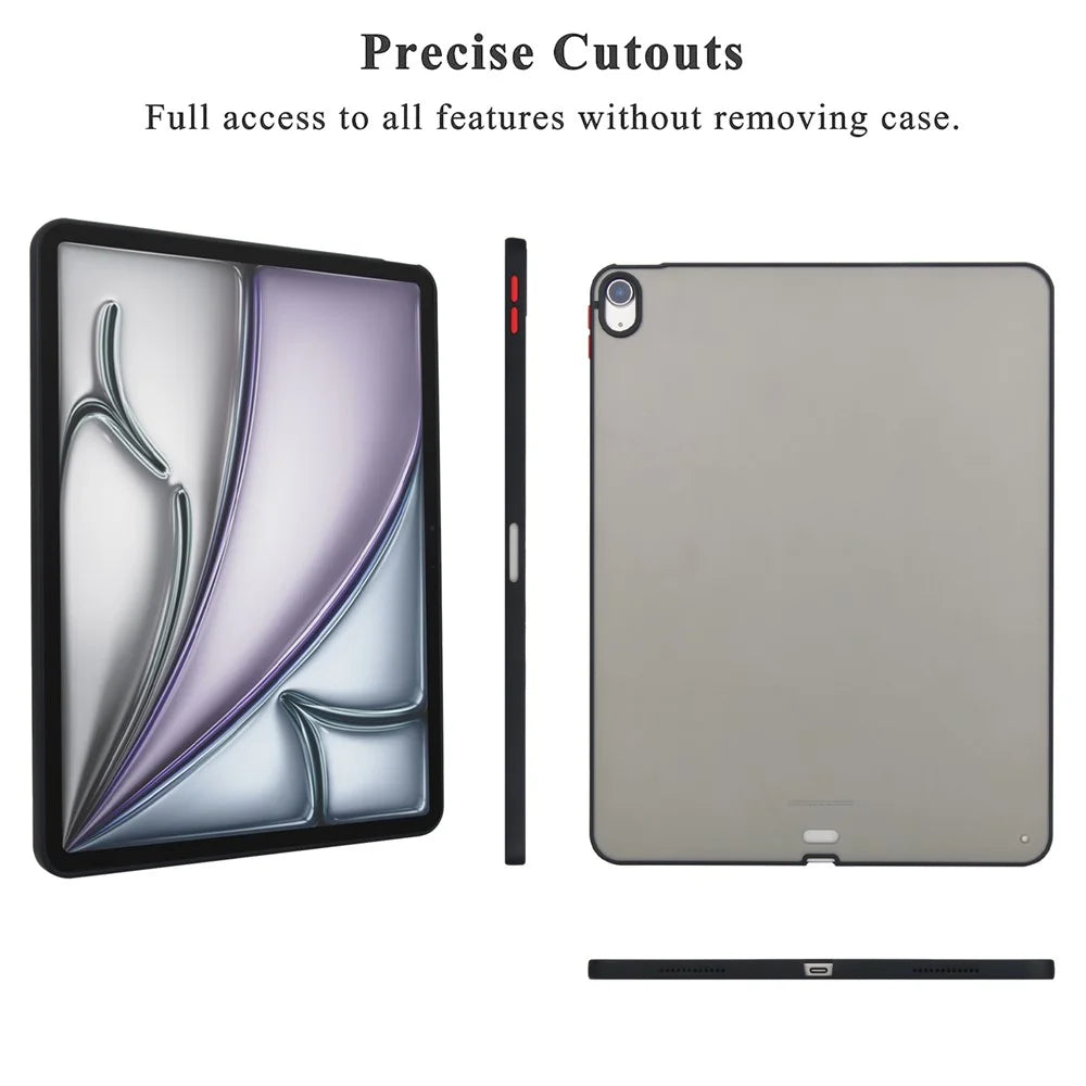 For iPad Air 13 (2026) / (2025) / (2024) Case Skin Touch Matte Acrylic TPU Shockproof Tablet Cover - Black - 4