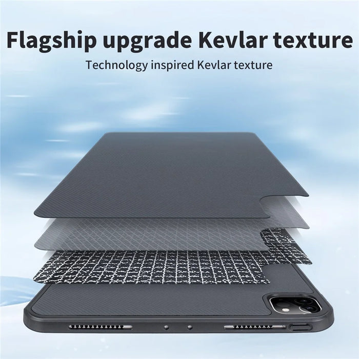 For iPad Pro 11 (2022)  /  (2021)  /  (2020)  /  (2018) Case Carbon Fiber Texture Magnetic Detachable Foldable Kickstand Tablet Cover - Dark Grey - 4