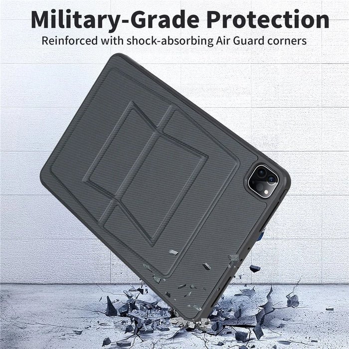 For iPad Pro 11 (2022)  /  (2021)  /  (2020)  /  (2018) Case Carbon Fiber Texture Magnetic Detachable Foldable Kickstand Tablet Cover - Dark Grey - 5