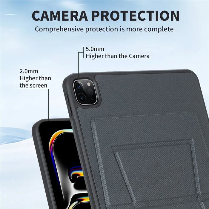 For iPad Pro 11 (2022)  /  (2021)  /  (2020)  /  (2018) Case Carbon Fiber Texture Magnetic Detachable Foldable Kickstand Tablet Cover - Dark Grey - 7