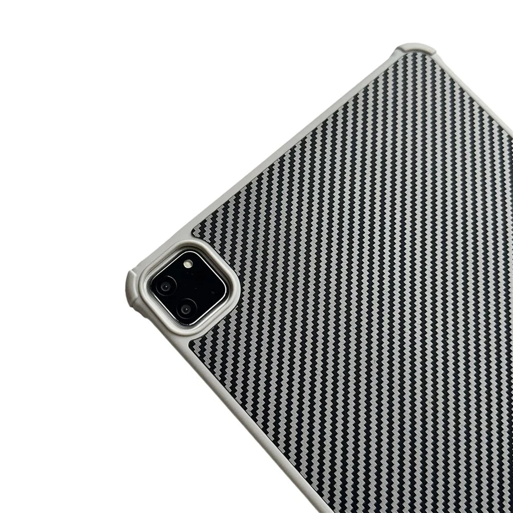 For iPad Pro 11 (2025) / 11 (2024) Magnetic Case Borderless Carbon Fiber Acrylic Tablet Cover - Grey - 5