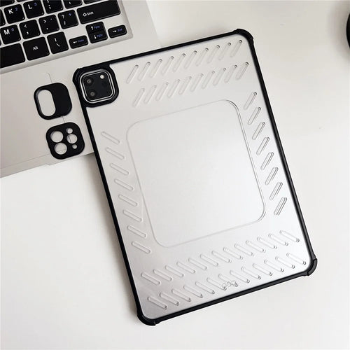 For iPad Air 11 (2026) / (2025) / (2024) Case Hollow Frameless Ventilated TPU Acrylic Clear Tablet Cover - Black - 1