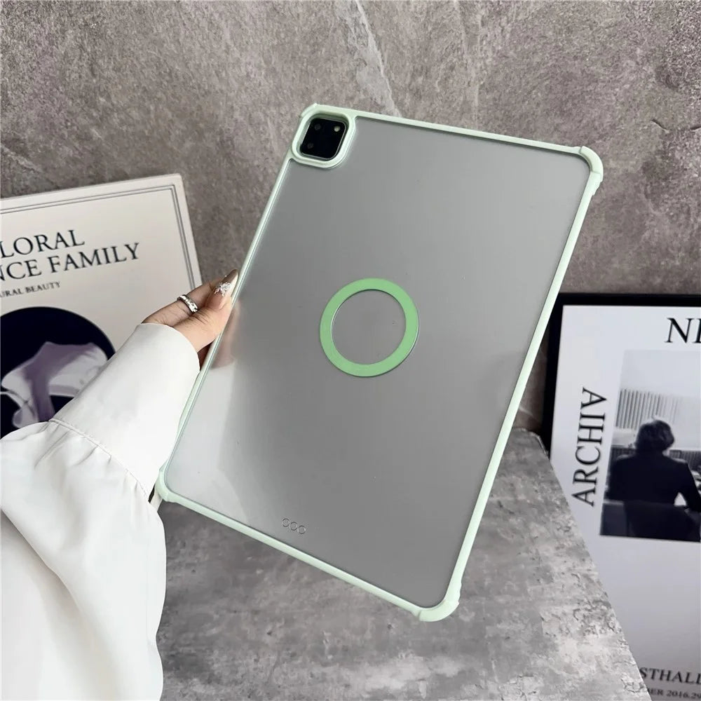 For iPad Air 11 (2026) / (2025) / (2024) Magnetic Case Frameless TPU Acrylic Clear Tablet Cover - Light Green - 1