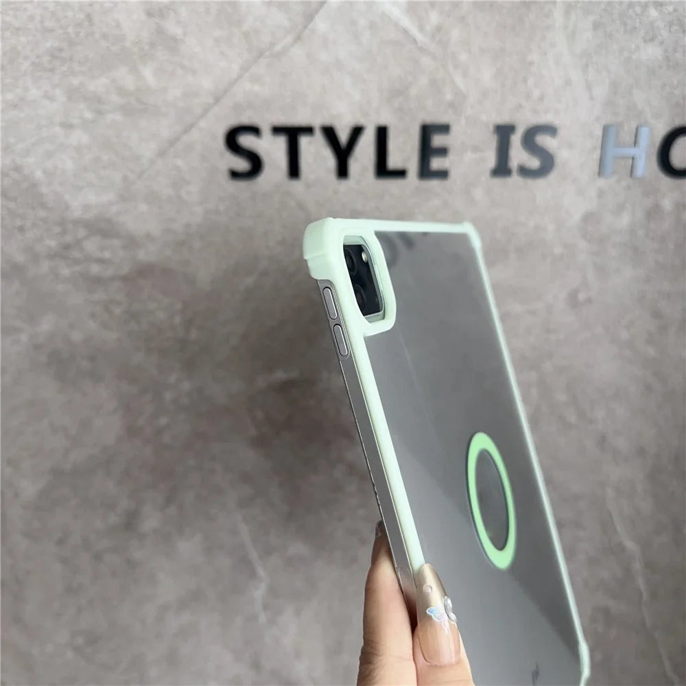 For iPad Air 11 (2026) / (2025) / (2024) Magnetic Case Frameless TPU Acrylic Clear Tablet Cover - Light Green - 3