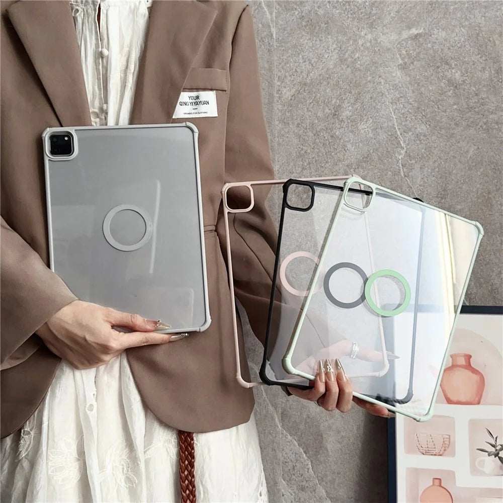 For iPad Air 11 (2026) / (2025) / (2024) Magnetic Case Frameless TPU Acrylic Clear Tablet Cover - Light Green - 6