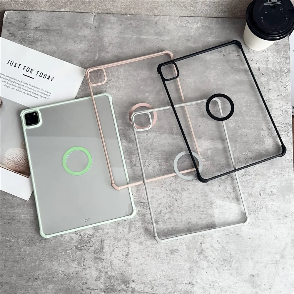 For iPad Air (2022)  /  (2020) Magnetic Case Frameless TPU Acrylic Clear Tablet Cover - Light Green - 6