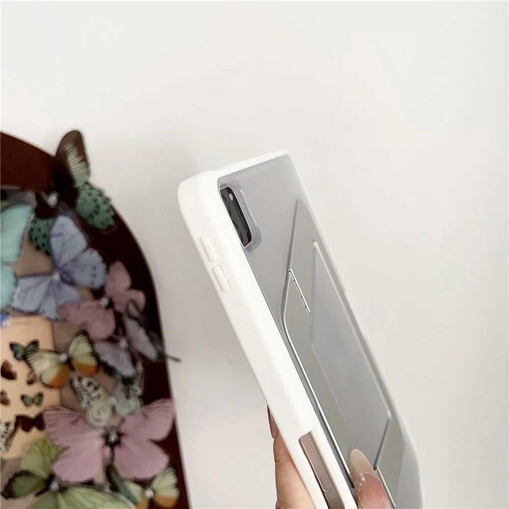 For iPad Air 11 (2026) / (2025) / (2024) Case with Pencil Holder Metal Foldable Kickstand TPU Acrylic Matte Tablet Cover - White - 6