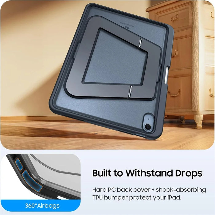 For iPad 10.9 (2022) Case Aluminum Alloy Foldable Kickstand TPU Acrylic Tablet Cover - 4