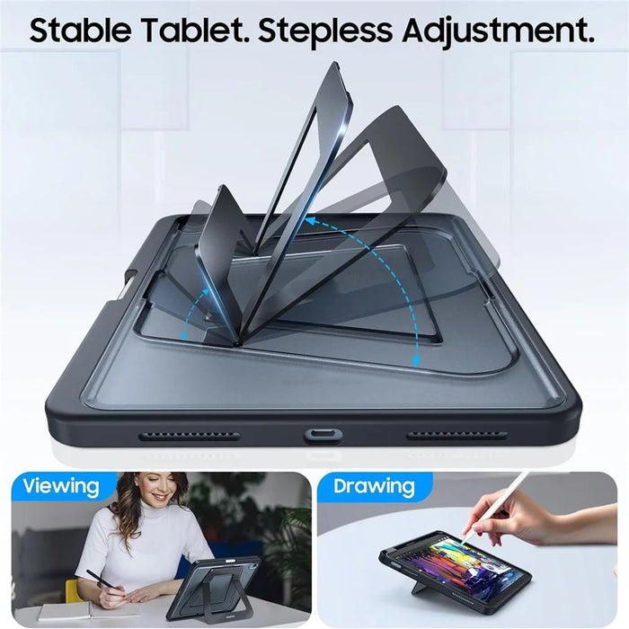For iPad 10.9 (2022) Case Aluminum Alloy Foldable Kickstand TPU Acrylic Tablet Cover - 6
