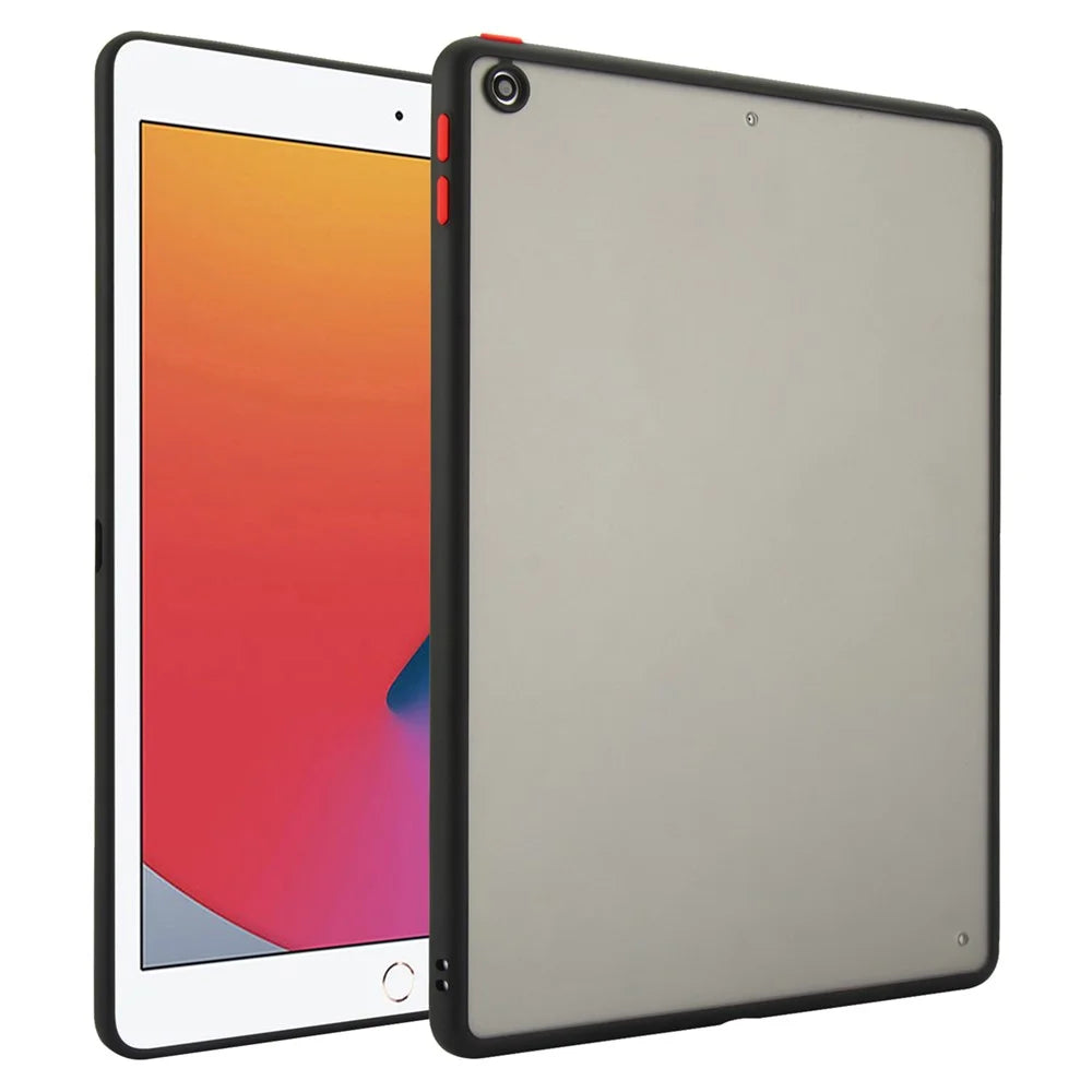 Tablet Case For iPad 10.2 (2021)  /  (2020)  /  (2019) Skin Touch Matte Acrylic TPU Shockproof Cover - Black - 1