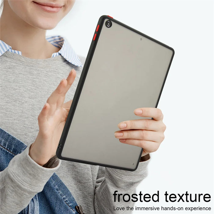 Tablet Case For iPad 10.2 (2021)  /  (2020)  /  (2019) Skin Touch Matte Acrylic TPU Shockproof Cover - Black - 4