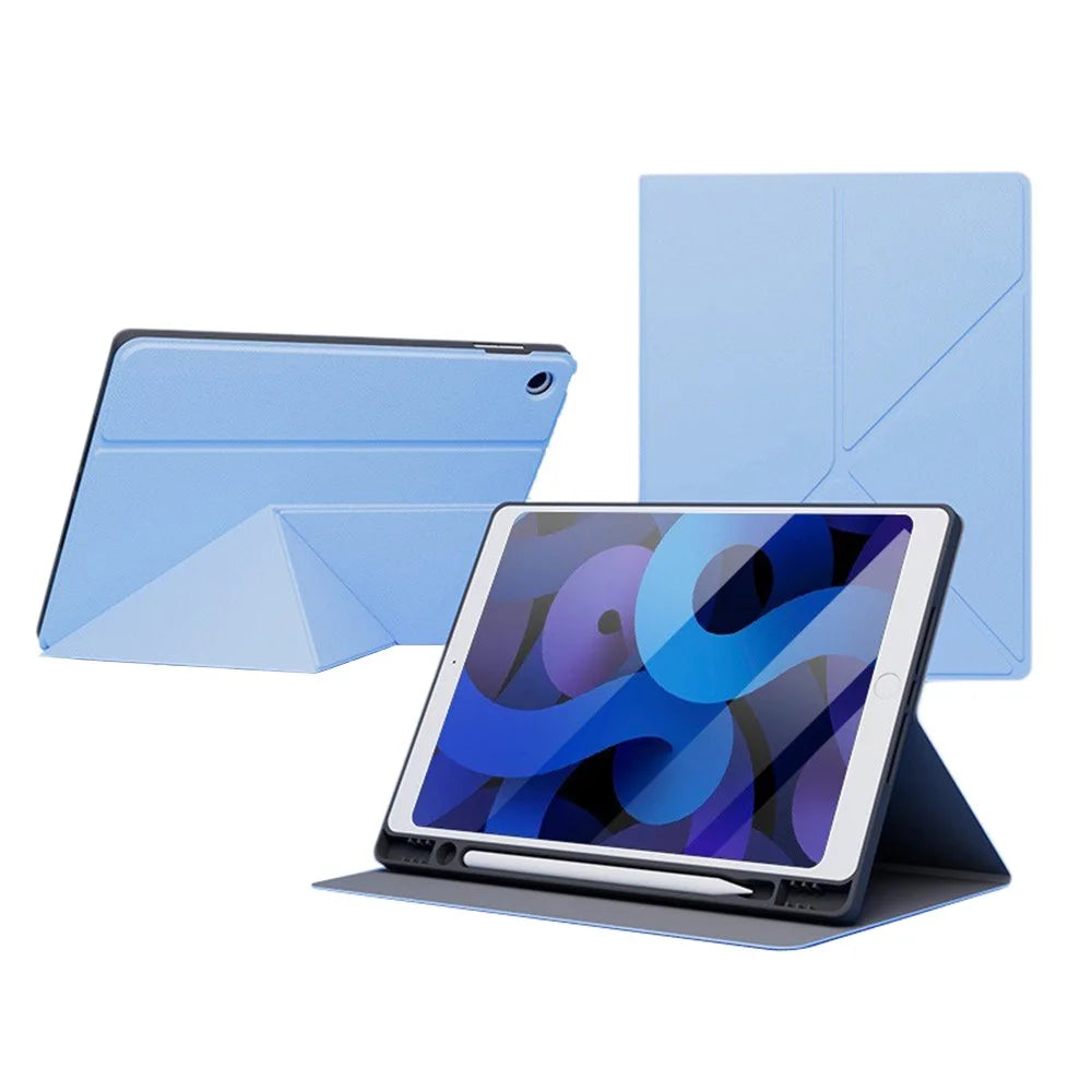 Tablet Case For iPad 10.2 (2021)  /  (2020)  /  (2019) Folding Stand Shockproof Leather Cover with Pencil Holder - Baby Blue - 1