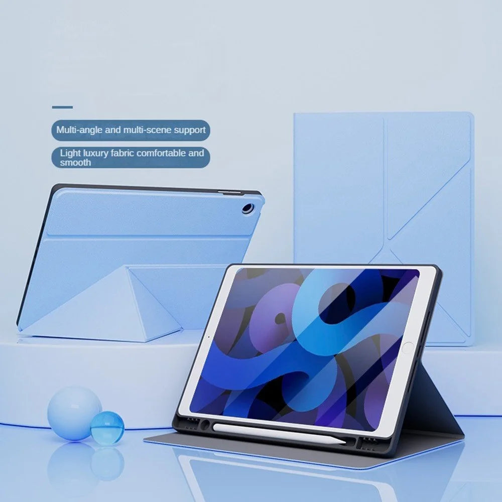 Tablet Case For iPad 10.2 (2021)  /  (2020)  /  (2019) Folding Stand Shockproof Leather Cover with Pencil Holder - Baby Blue - 2