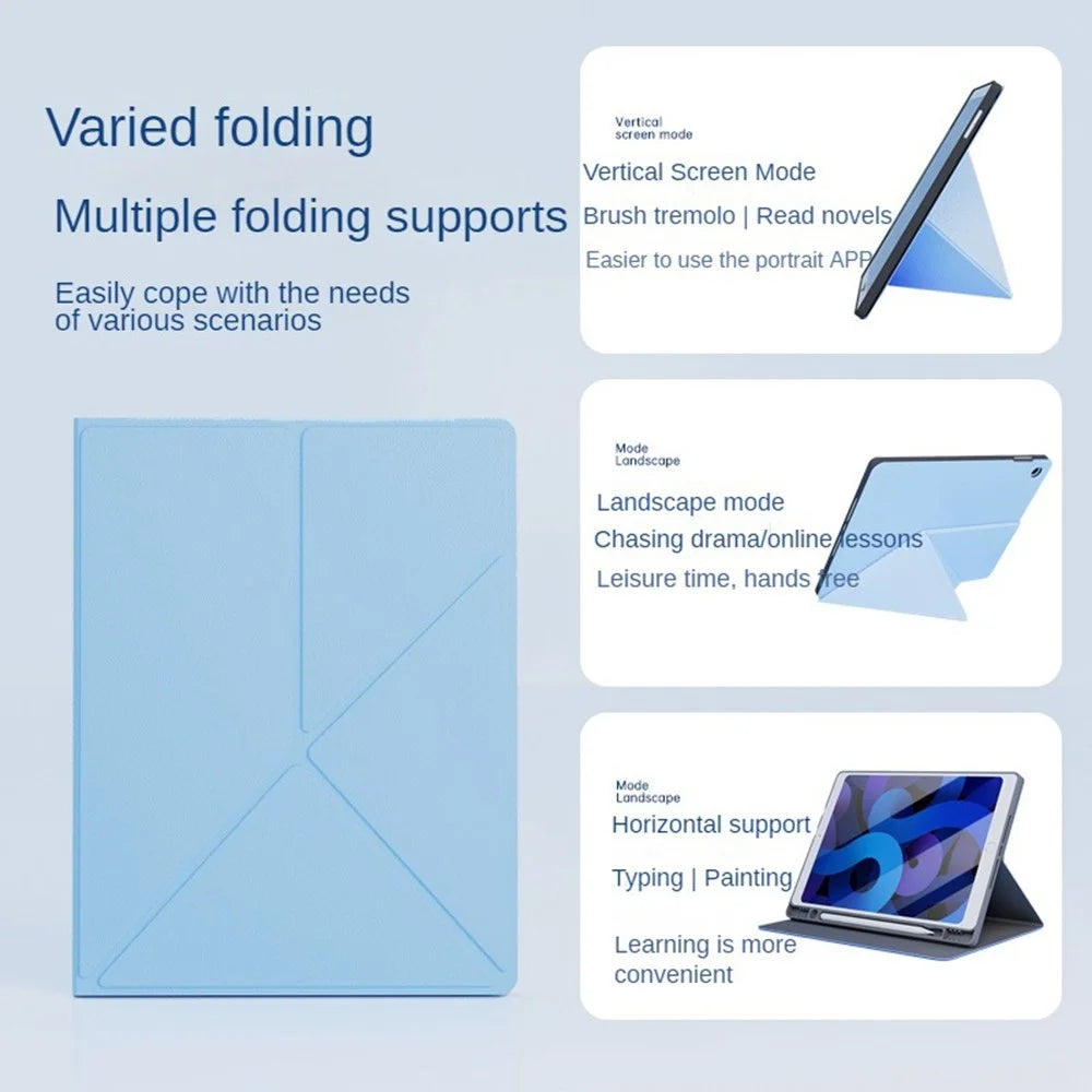 Tablet Case For iPad 10.2 (2021)  /  (2020)  /  (2019) Folding Stand Shockproof Leather Cover with Pencil Holder - Baby Blue - 7