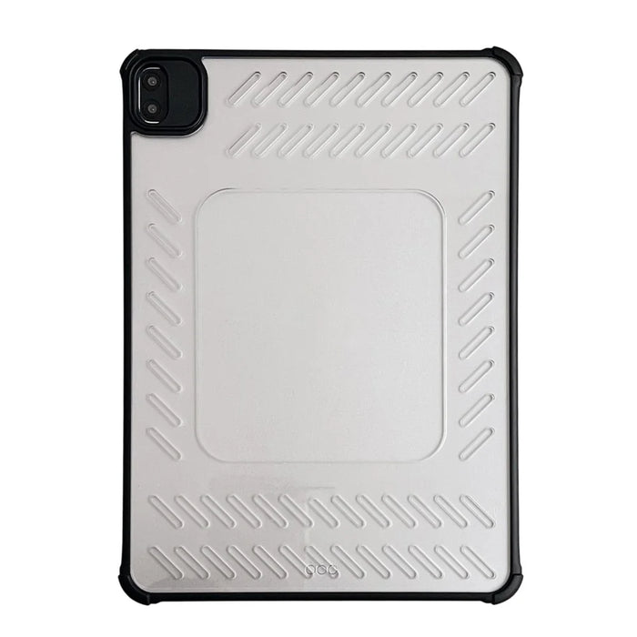 For iPad Air (2022)  /  (2020) Case Hollow Frameless Ventilated TPU Acrylic Clear Tablet Cover - Black - 2