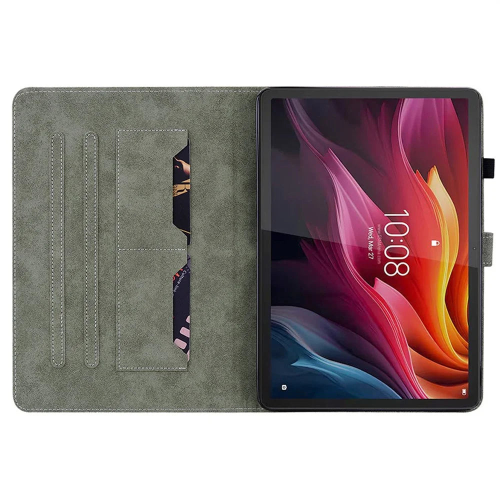 For Lenovo Tab K11 Gen 2 / Idea Tab / Xiaoxin Pad 11 2025 Case Card Holder Anti-Scratch Leather Cover Rose Flower Imprint - Pink - 2