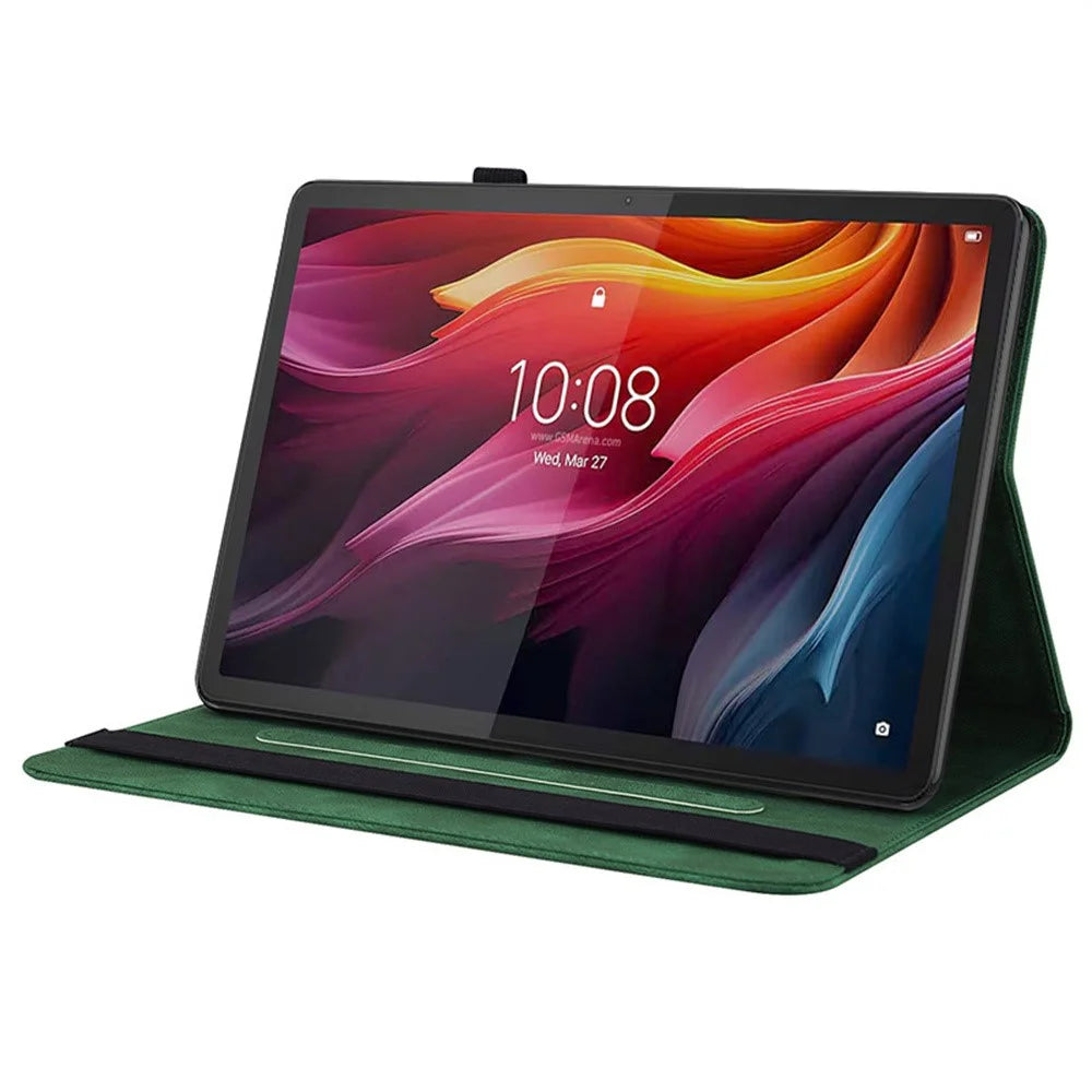 For Lenovo Tab K11 Gen 2 / Idea Tab / Xiaoxin Pad 11 2025 Case Butterfly Flower Imprint PU Leather Tablet Cover with Card Slots - Green - 2