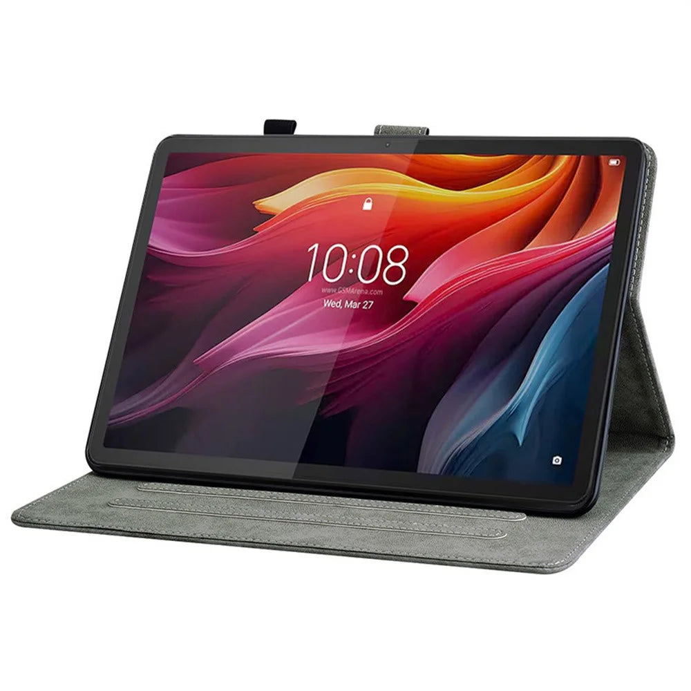For Lenovo Tab K11 Gen 2 / Idea Tab / Xiaoxin Pad 11 2025 Case Tiger Imprint Anti-Scratch PU Leather Tablet Cover - Grey - 3