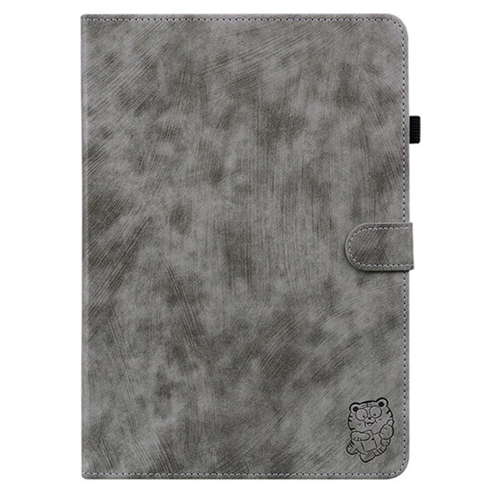 For Lenovo Tab K11 Gen 2 / Idea Tab / Xiaoxin Pad 11 2025 Case Tiger Imprint Anti-Scratch PU Leather Tablet Cover - Grey - 6